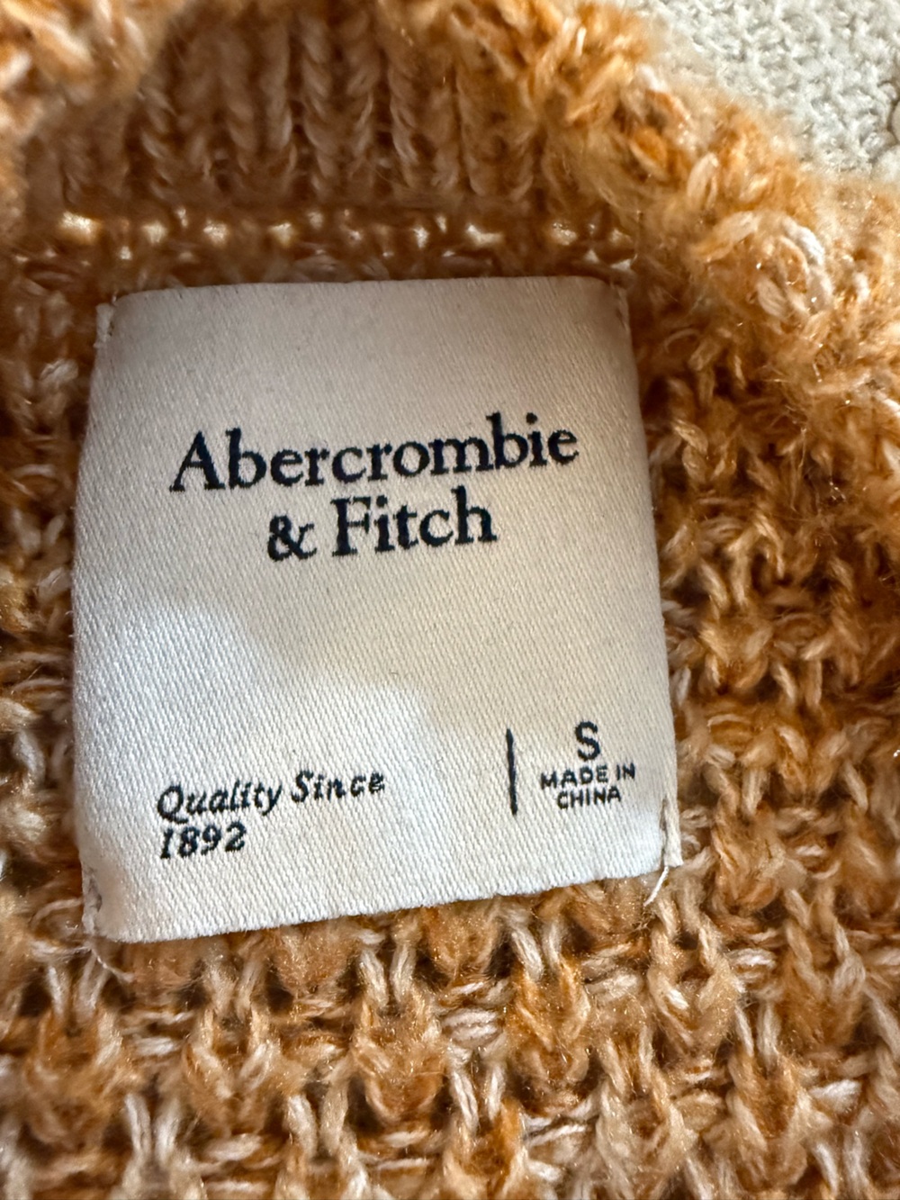 Abercrombie & Fitch Marled Open Knit Crewneck Sweater Tan S
